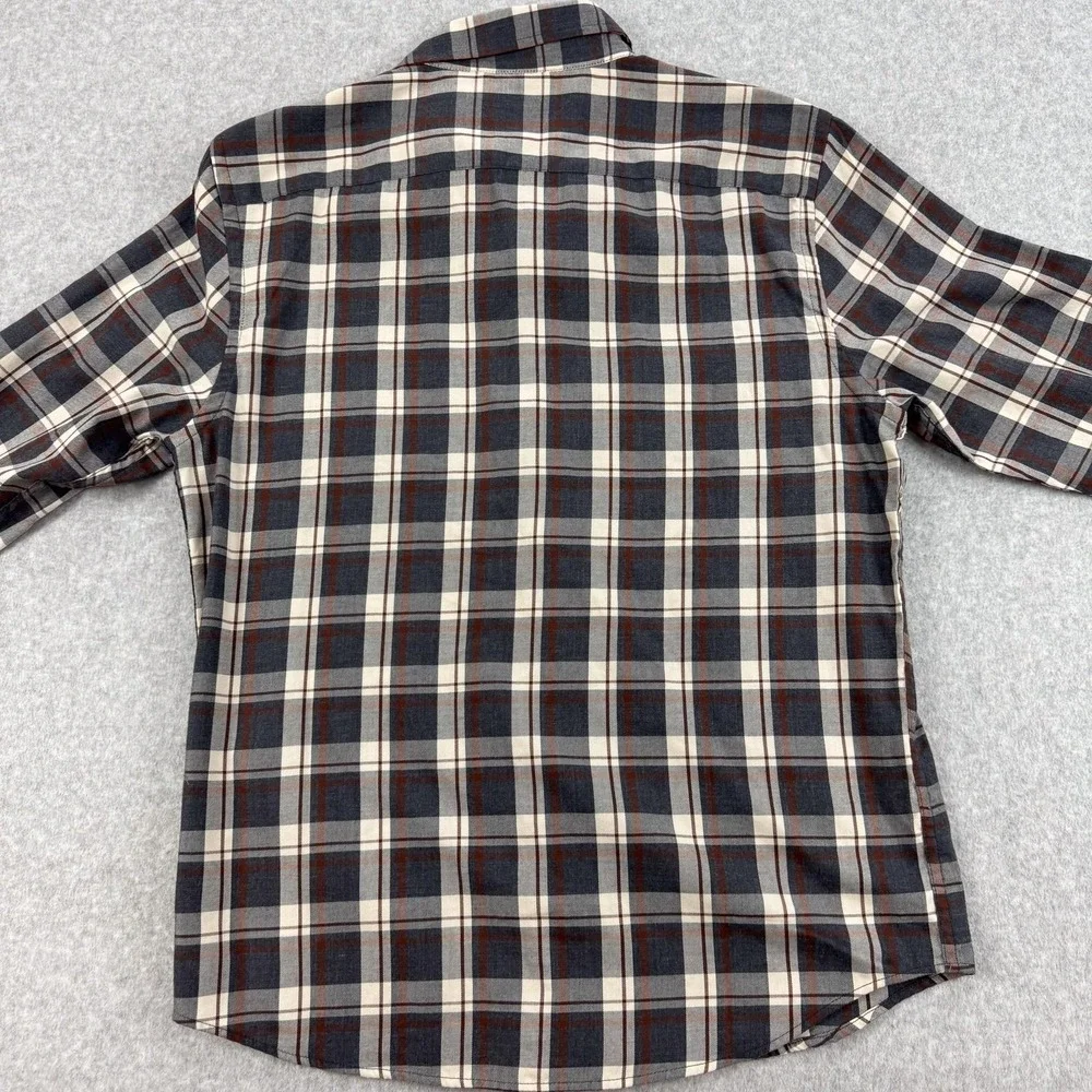 Banana Republic Twill Shirt Mens Medium Gray Plaid Untucked Fit Office‎ NEW $60